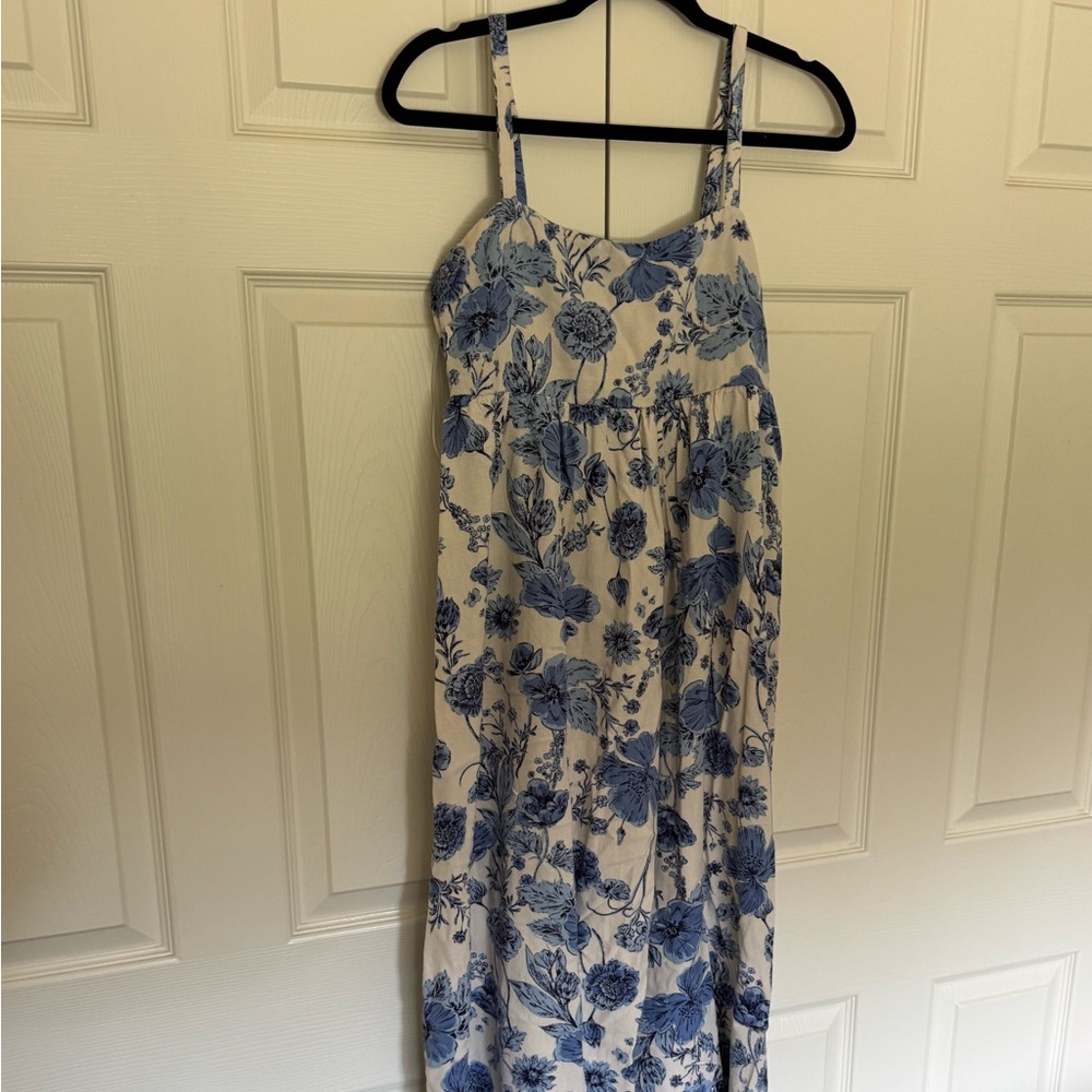 CJLA Emilia Linen Floral Blue and White Women's Dress Size Medium